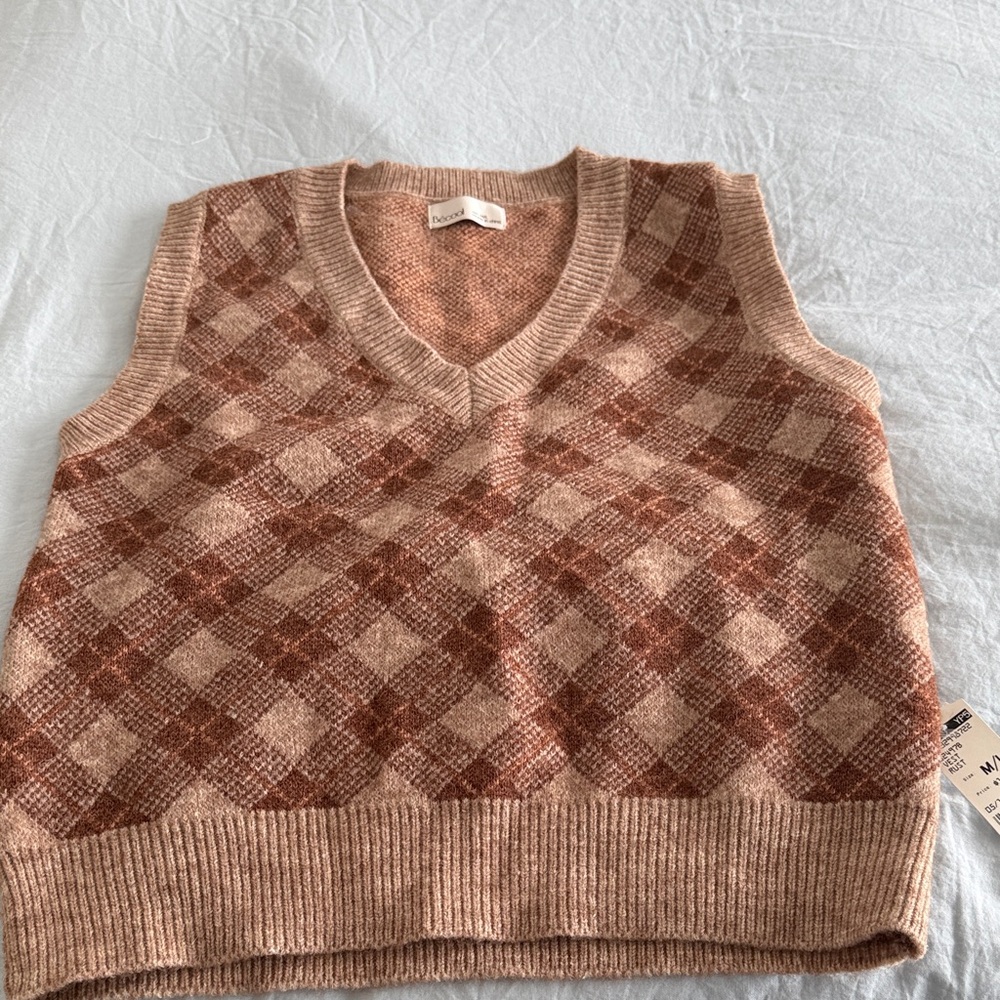 Brown Argyle Knit Vest